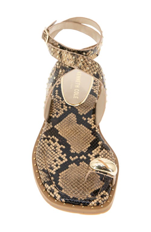 Kenneth Cole Ravenn Studded Wraparound Ankle Strap Sandal In Sand Snake