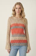 Modenaire Distressed Stripe Knit Sweater