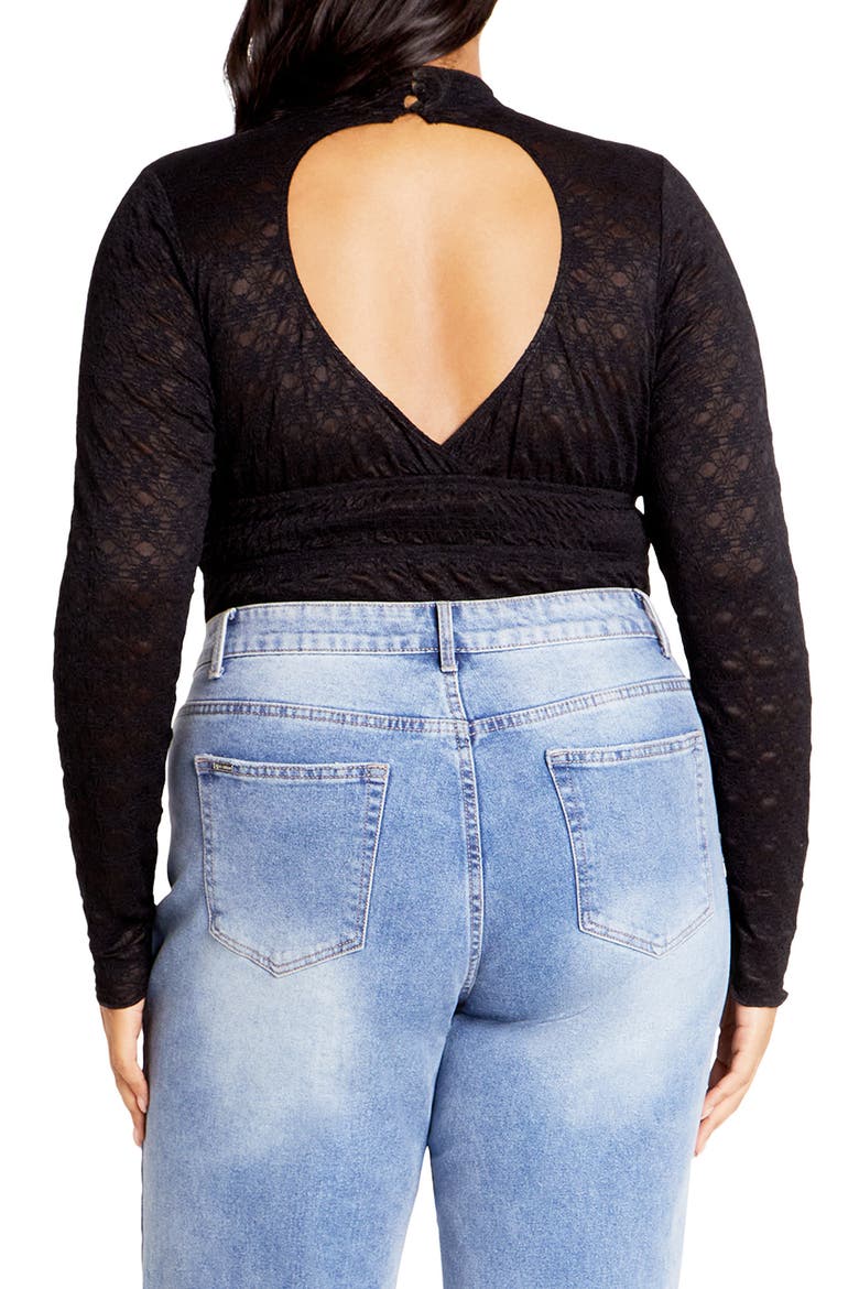 Constance Cutout Back Lace Bodysuit, Alternate, color, BLACK
