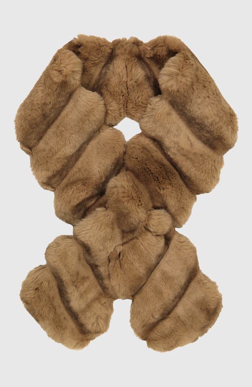 Lyla Grant Fur-free Chinchilla (faux Fur) Pull-through Scarf In Brown