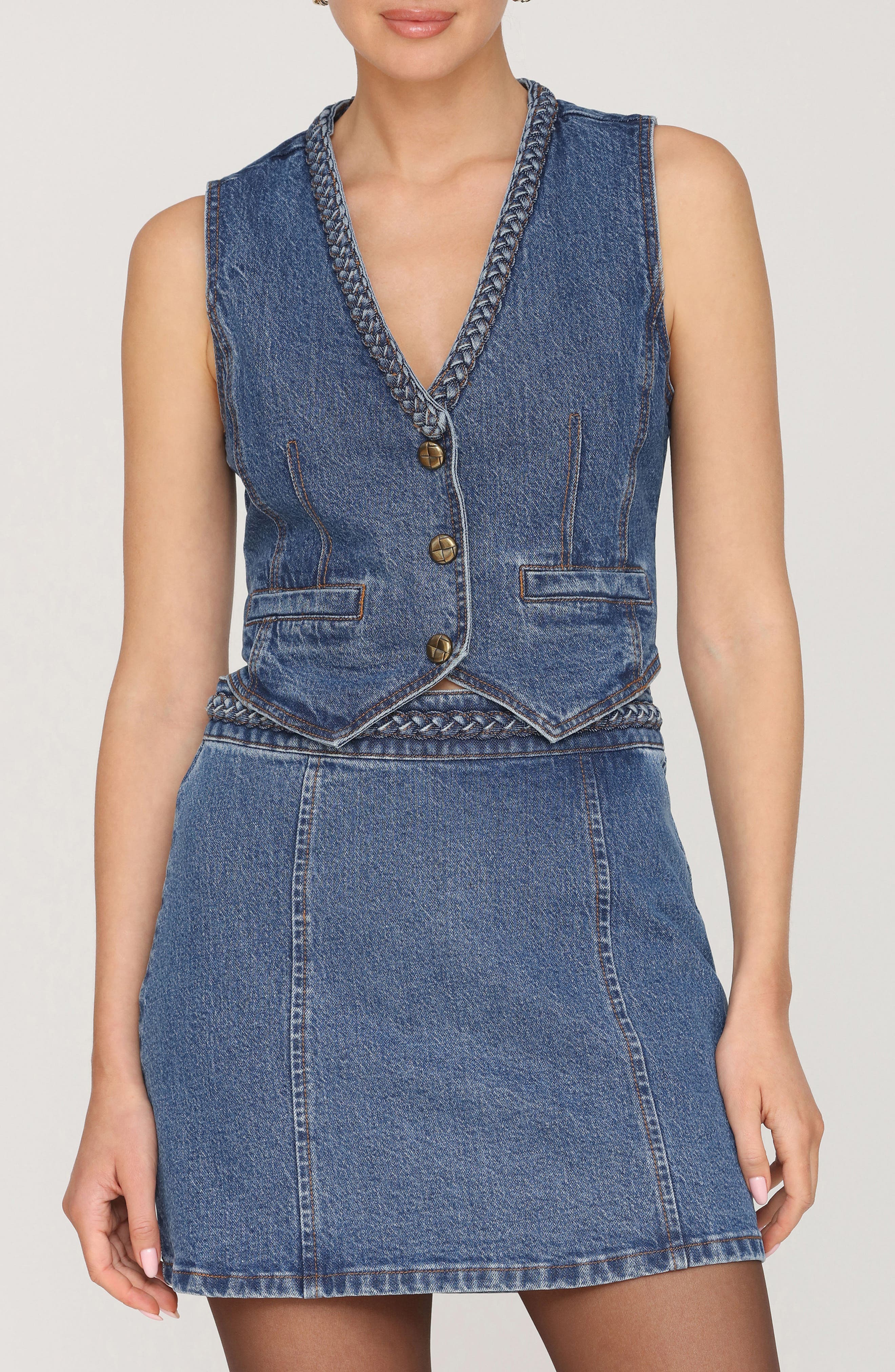 Avec Les Filles Braided Trim Vest