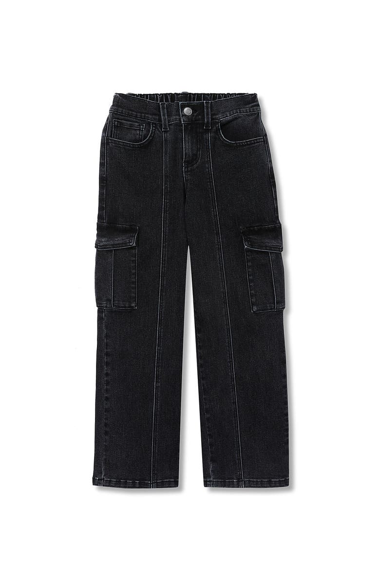 Lands' End Girls Denim Cargo Wide Leg Jeans, Main, color, Black Fade