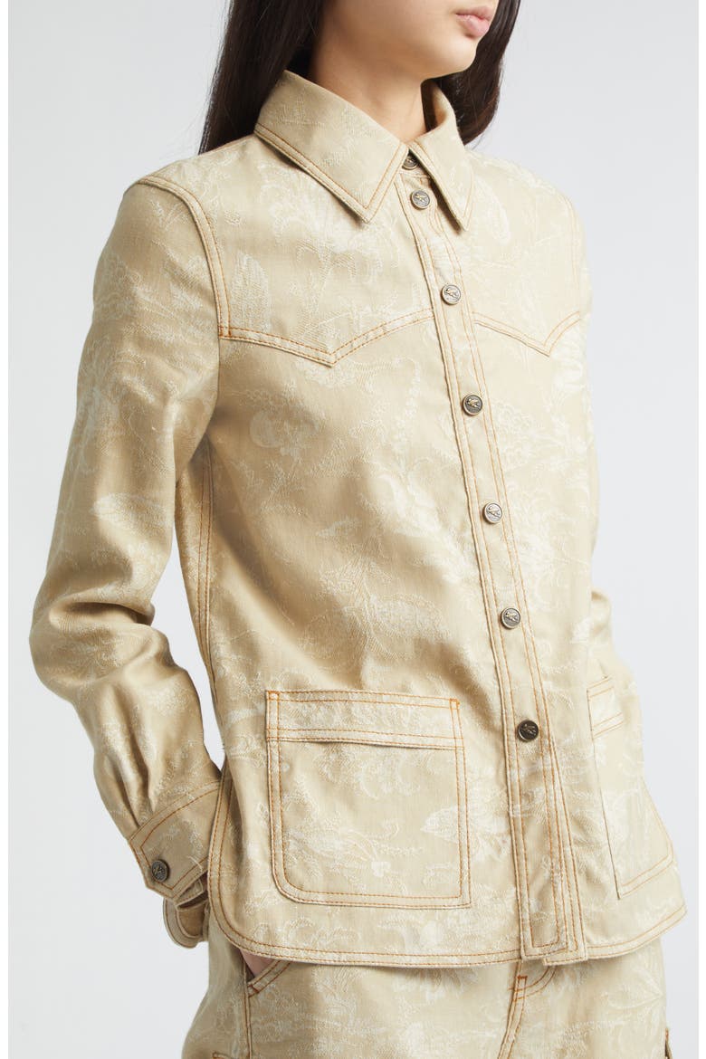 Floral Denim Button-Up Shirt, Alternate, color, MULTICOL ON BEIGE BASE