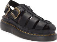 【関税込み】Dr. Martens ブラック Wrenlie サンダル Wrenlie Grizzly Leather Fisherman Sandals in Black | Dr. Martens