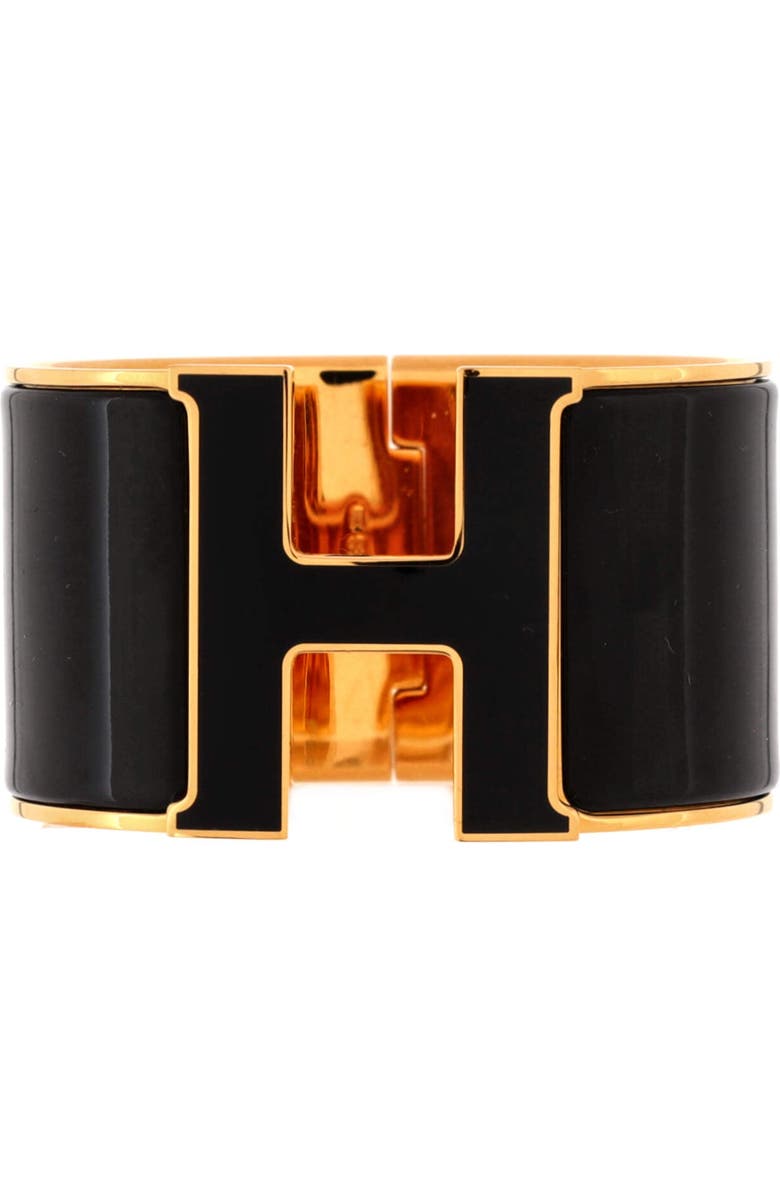 Pre-Owned Hermes Clic H Bracelet Enamel Extra Wide, Main, color, Black