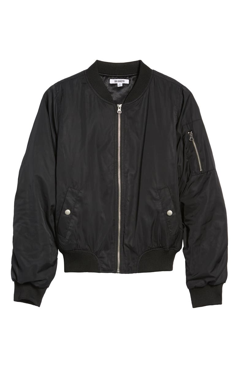 BB Dakota by Steve Madden BB Dakota Graham Satin Bomber Jacket, Alternate, color,