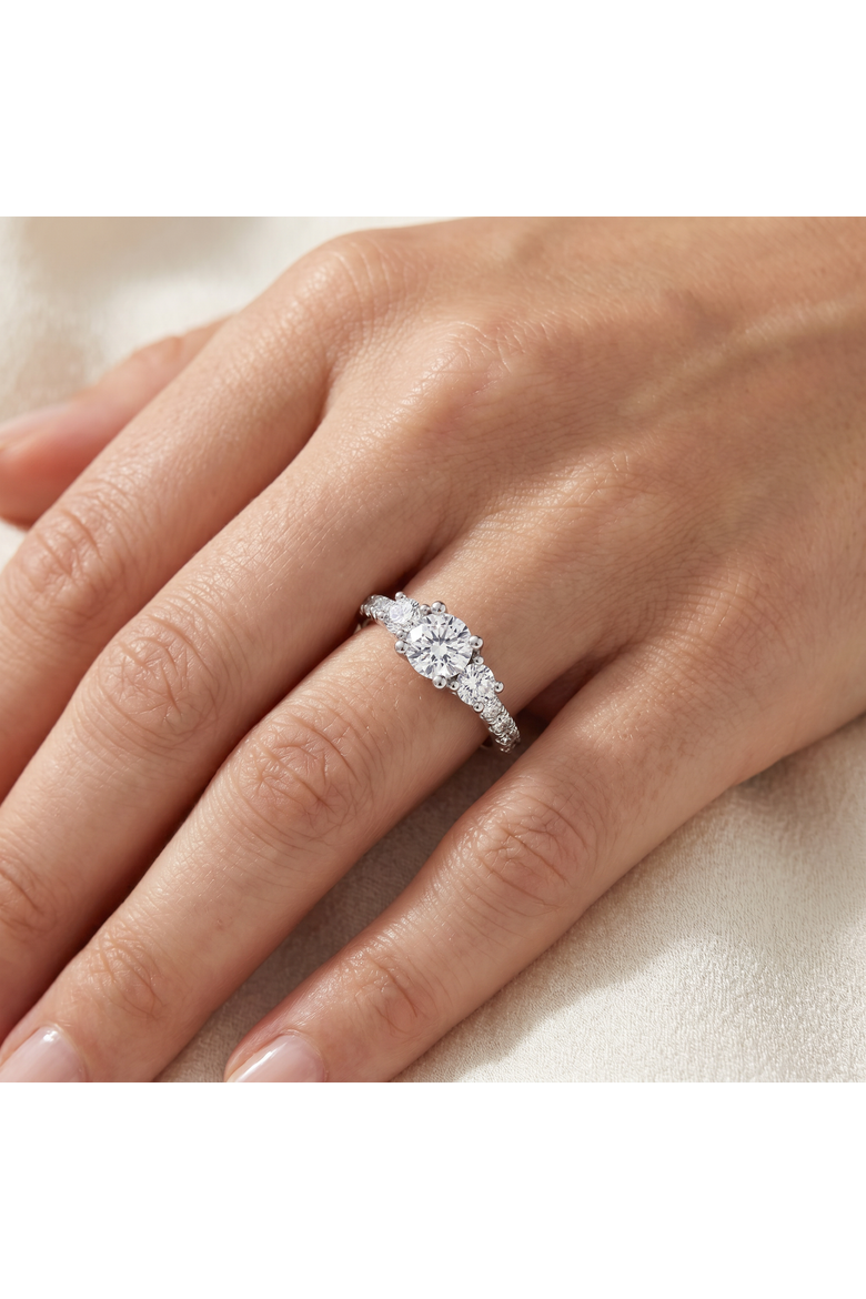 3/4ct Elira Three Stone Diamond Ring 10K Gold Lab Grown, Alternate, color, 10k Yellow Gold