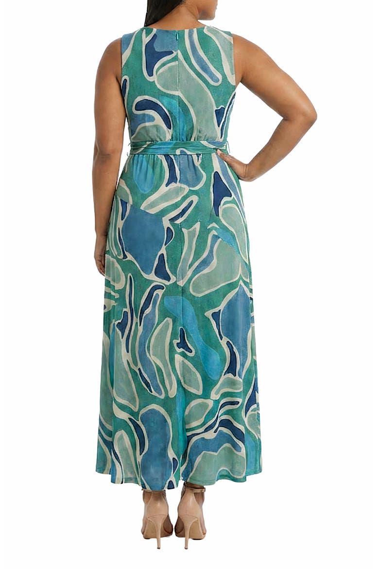 Sleeveless Asymmetric Maxi Dress, Alternate, color, GREEN/ BLUE