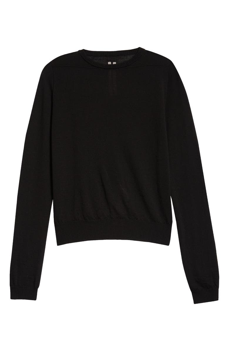 Rick Owens Biker Level Virgin Wool Sweater, Alternate, color, Black