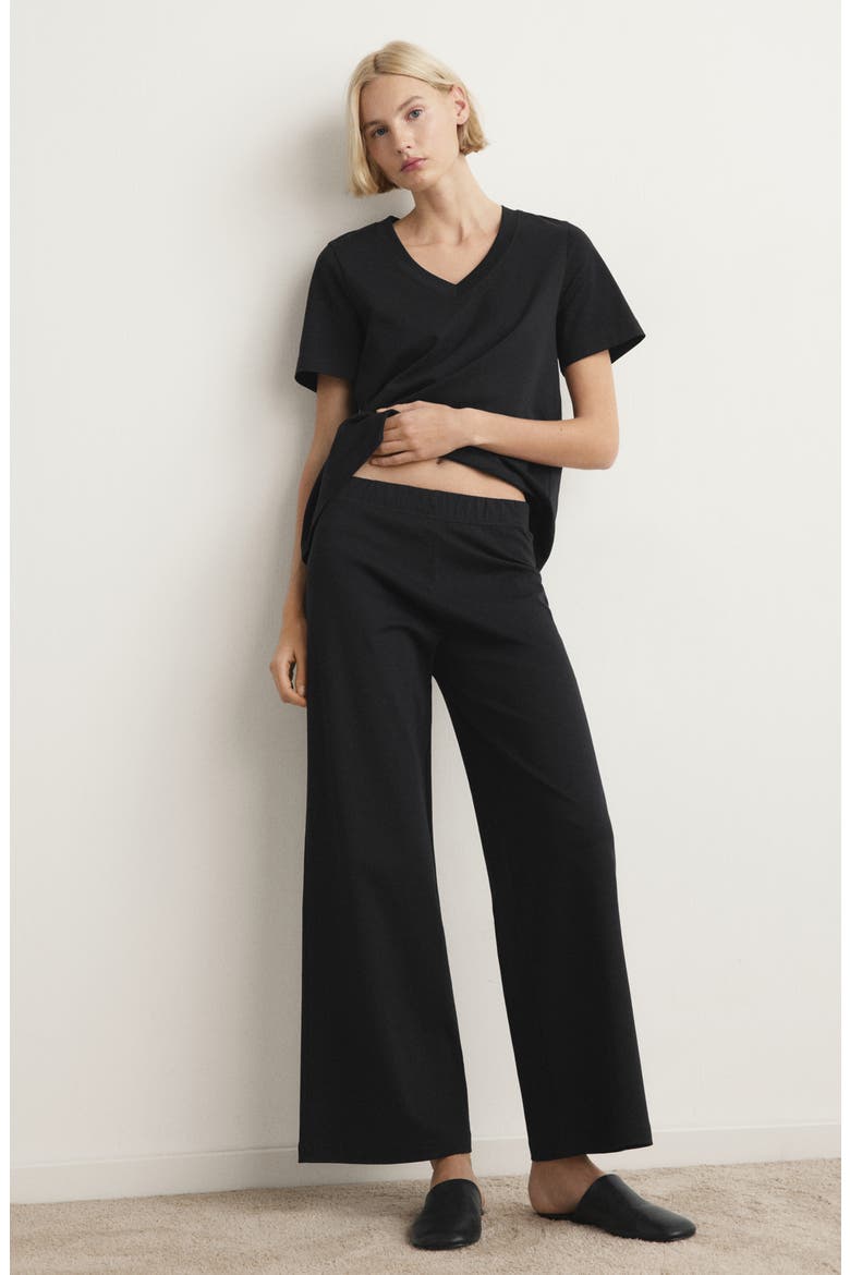 Solid Cotton Pajama Pants, Alternate, color, BLACK