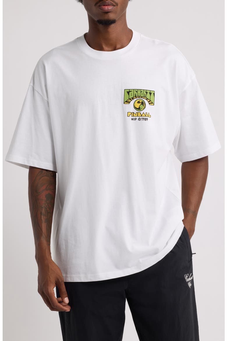 Organic Cotton Jersey Pinball Graphic T-Shirt, Main, color, WHITE