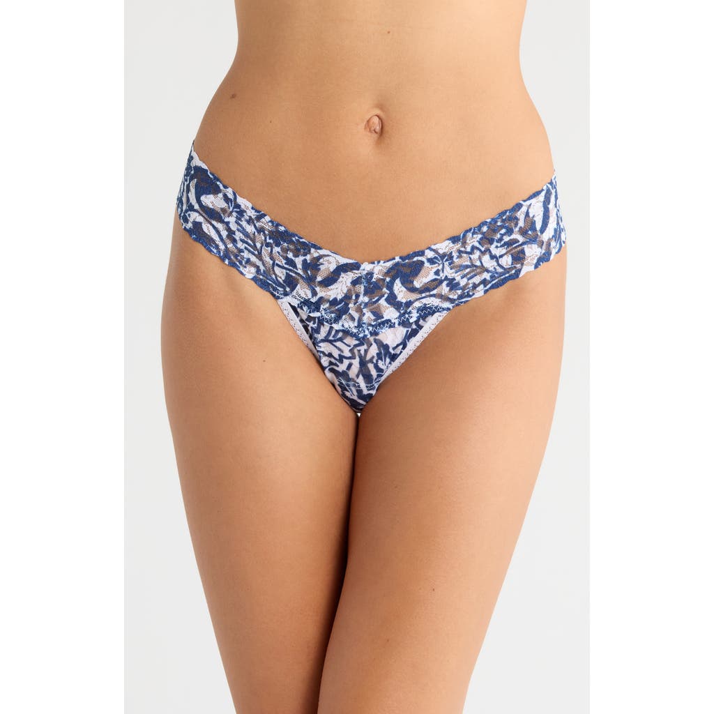 Hanky Panky Print Low Rise Thong In Blue