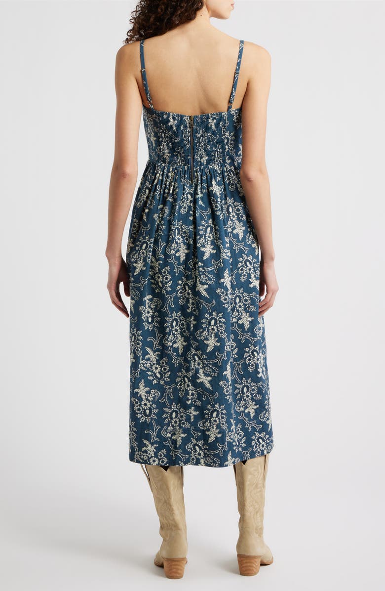 THE GREAT. The Verse Cotton Midi Dress, Alternate, color, Indigo Bandana