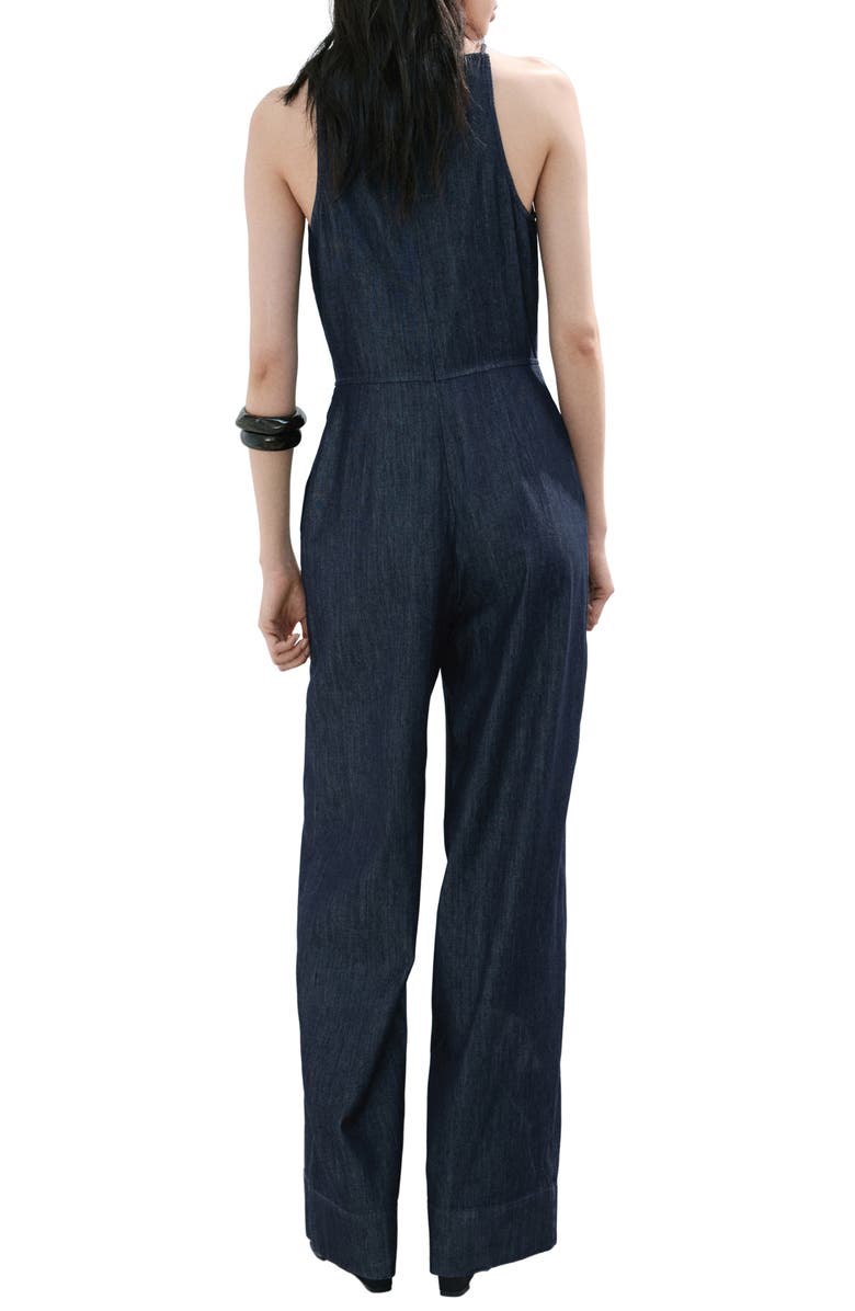 MANGO Chambray Wide Leg Jumpsuit, Alternate, color, Open Blue