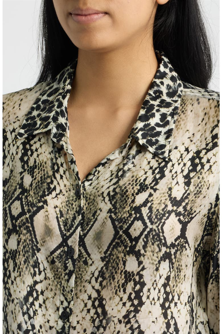 Snake Print Roll-Up Sleeve Cupro Shirt, Alternate, color, SLATE/ALABASTER MULTI