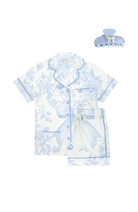 Toile Bow Print Short Set Gift Bundle