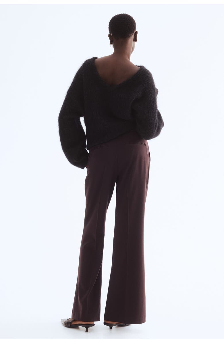 H&M Flared Tailored Trousers, Alternate, color, Dark Brown
