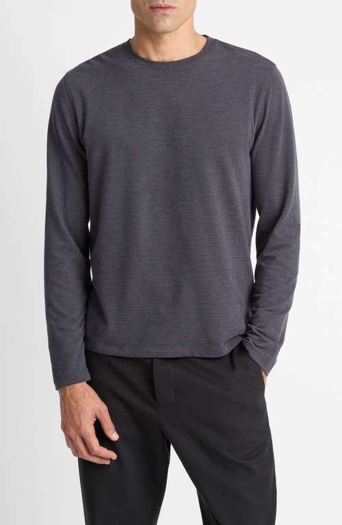 Vince Bird's Eye Stitch Long Sleeve Pima Cotton Crewneck T-shirt In Gray