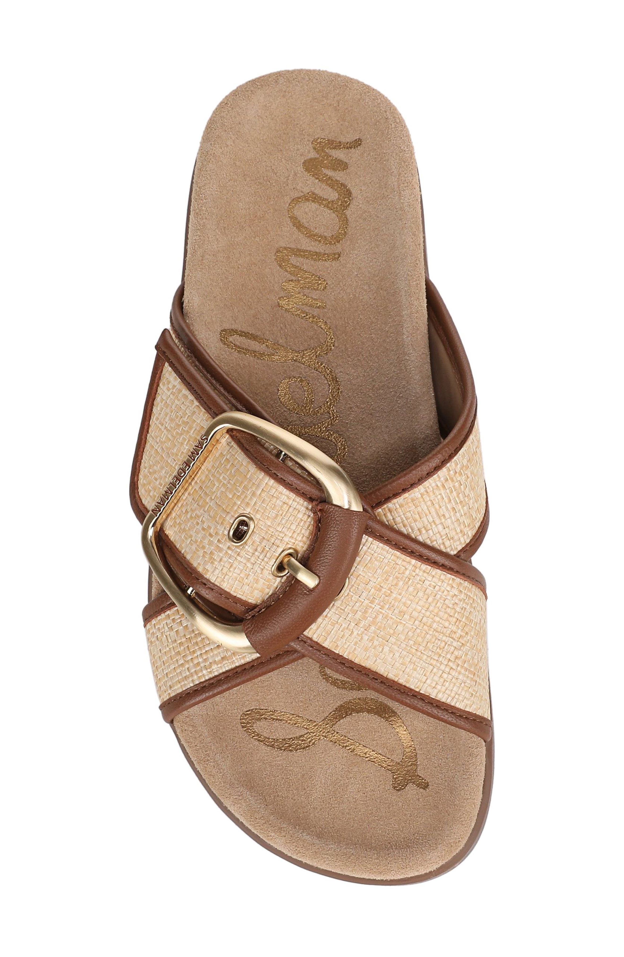 Sam Edelman Darla Slide Sandal, Alternate, color, Bleached Beechwood/ Cognac