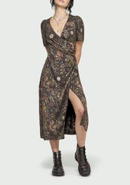 Disturbia Haunt Medieval Print Wrap Midi Dress