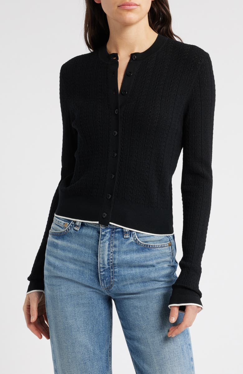 Madewell The Signature Open Knit Cardigan, Main, color, Black