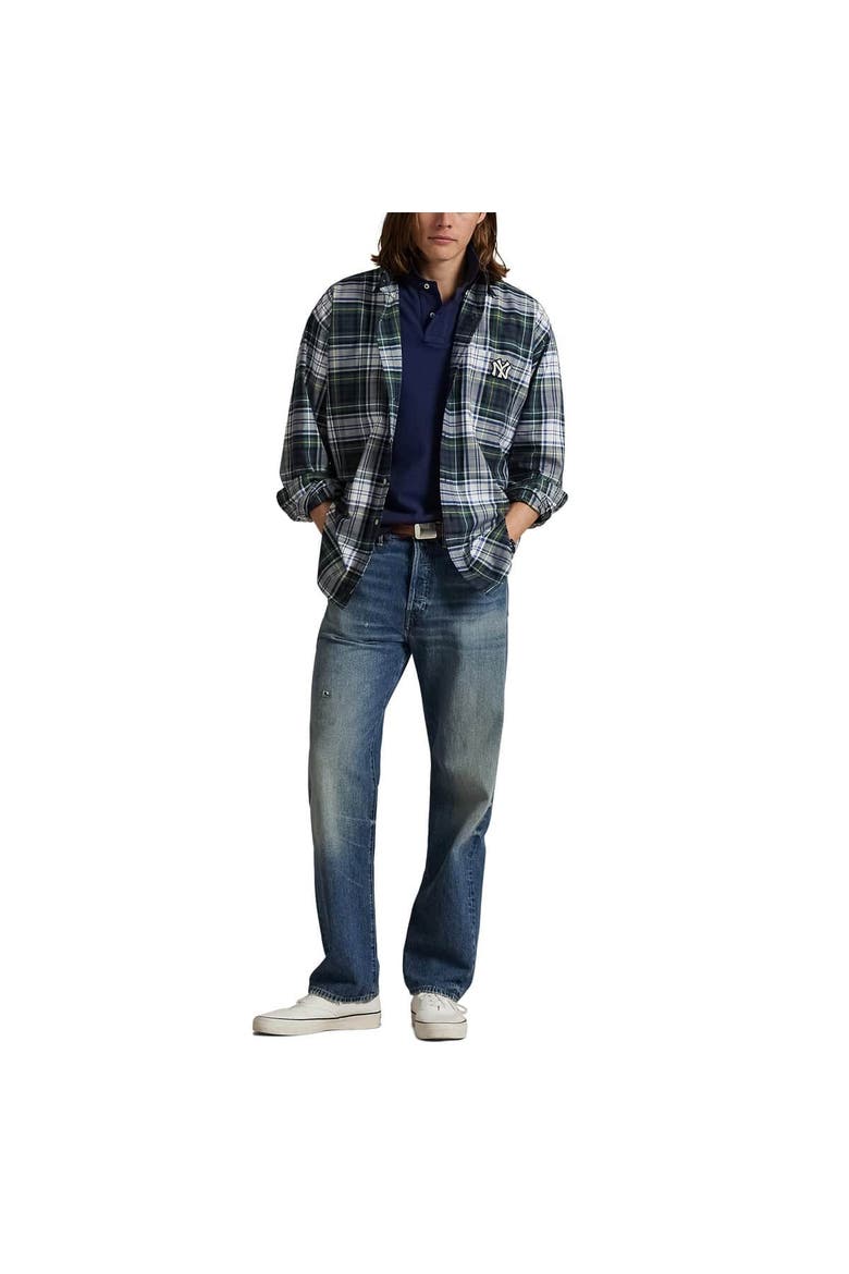 Navy Yankees Flannel Oxford Shirt, Alternate, color, Navy