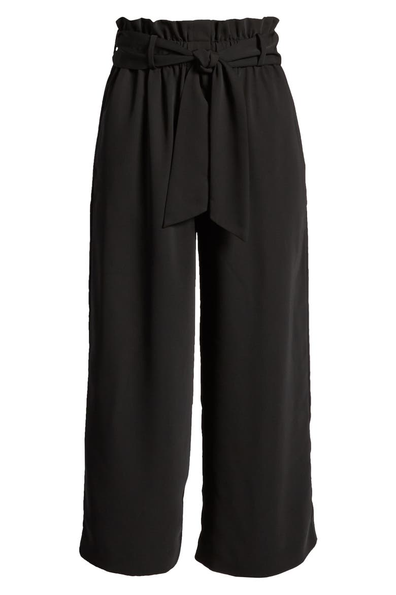 x BFF Maddie Paperbag Waist Culottes, Alternate, color, BLACK