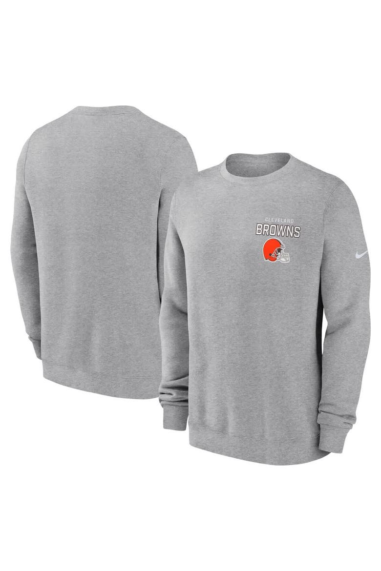 Men's Nike Heather Gray Cleveland Browns Primetime Club Fleece Pullover Sweatshirt, Main, color, Heather Gray