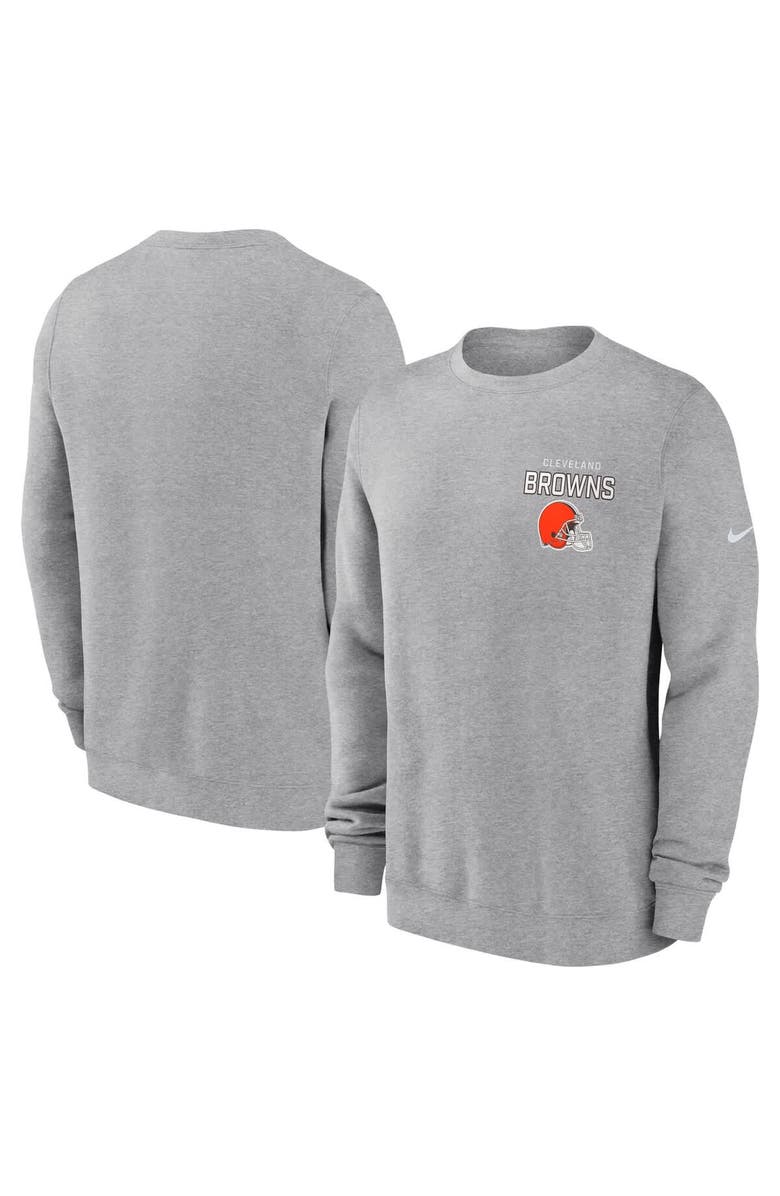 Nike Men's Nike Heather Gray Cleveland Browns Primetime Club Fleece Pullover Sweatshirt, Main, color, Heather Gray