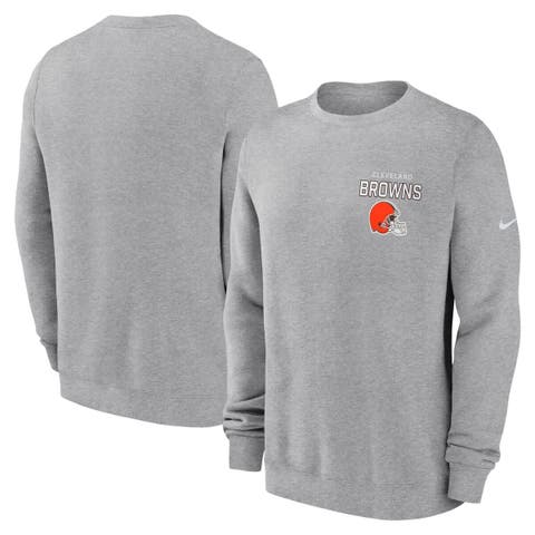 Men's Nike Heather Gray Cleveland Browns Primetime Club Fleece Pullover Sweatshirt