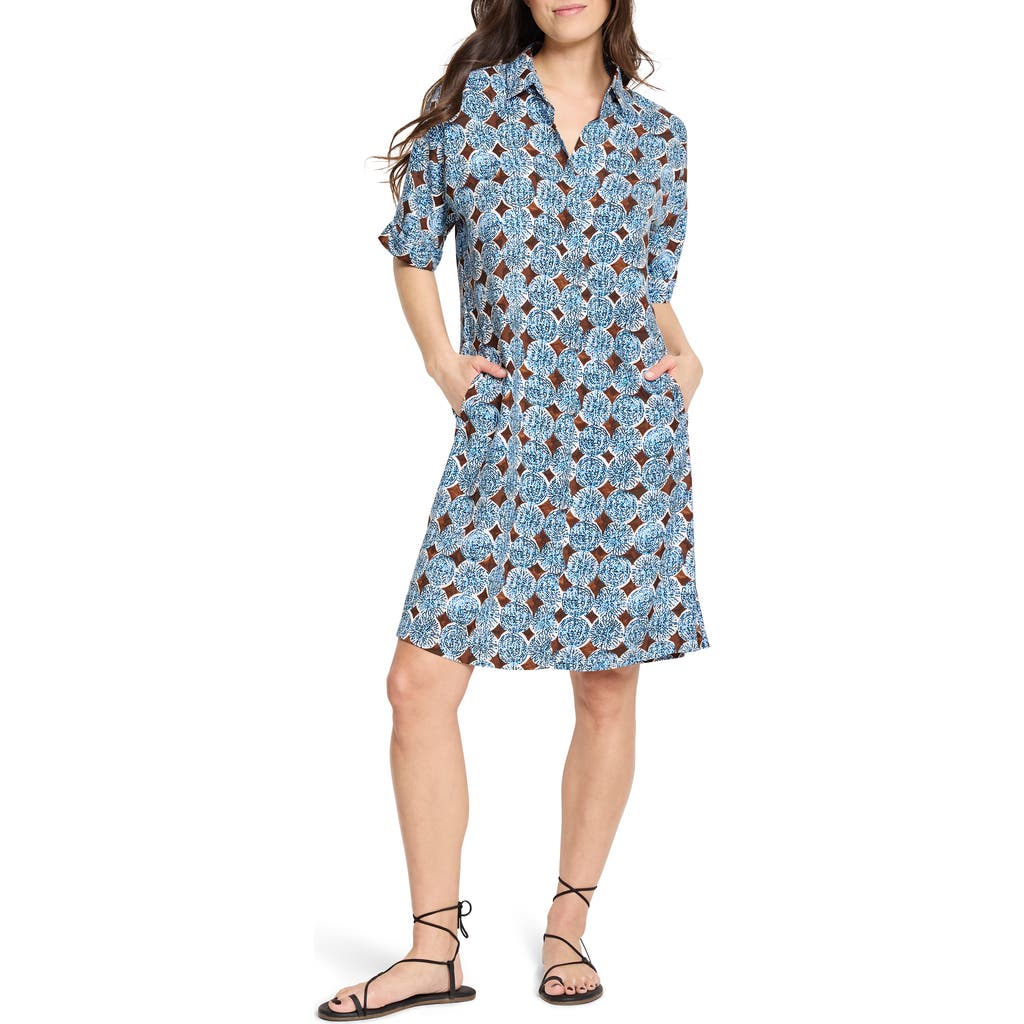 Nic + Zoe Nic+zoe Devon Sand Dollar Print Shirtdress In Blue Multi