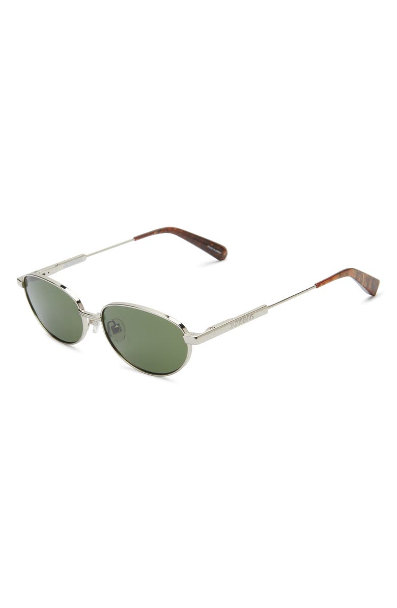 Jacquemus The Alba Aviator Sunglasses, Alternate, color, Silver/Wood/Green