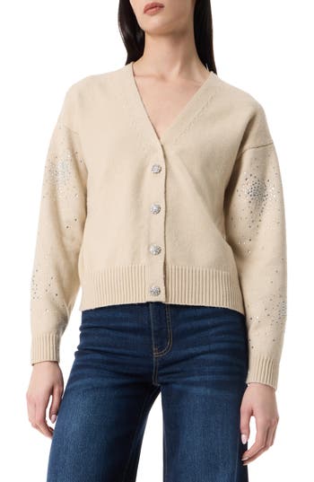 Robert Rodriguez Clio Crystal Embellished Crop Cardigan In Neutral