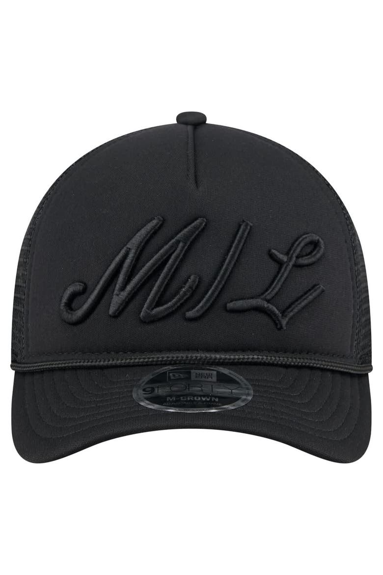 Men's New Era Black Milwaukee Brewers City Initial 9FORTY A-Frame M-Crown Adjustable Trucker Hat, Alternate, color, Black