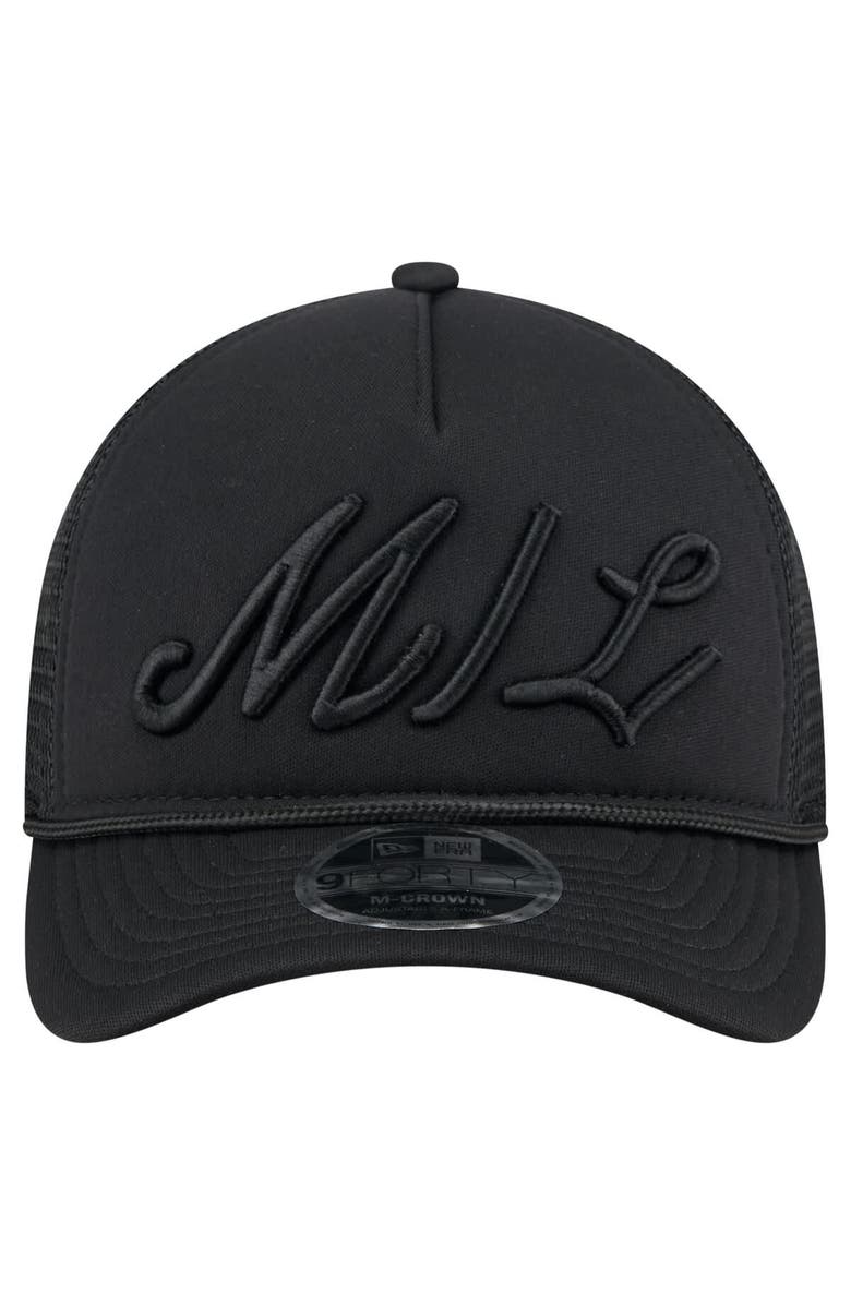 New Era Men's New Era Black Milwaukee Brewers City Initial 9FORTY A-Frame M-Crown Adjustable Trucker Hat, Alternate, color, Black