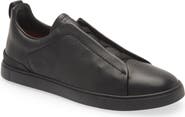 ZEGNA Triple Stitch Deerskin Leather Slip-On Sneaker