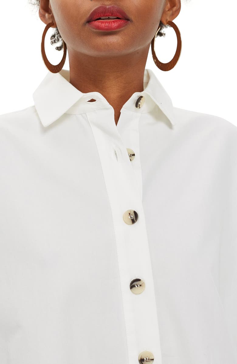 Topshop Oversized Split Side Cotton Shirt, Alternate, color,