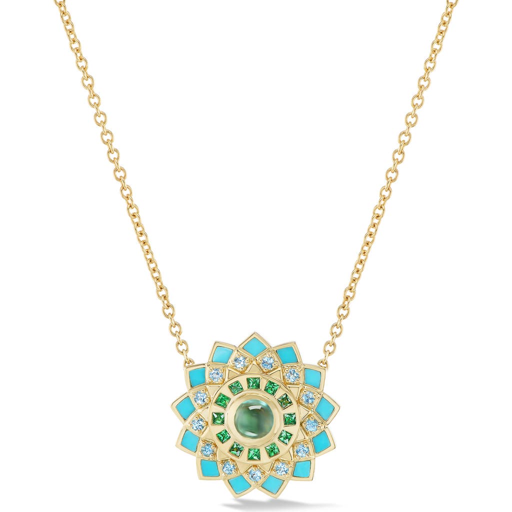 Orly Marcel Mini Temple Inlay Mandala Necklace in Turquoise  product