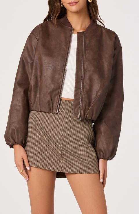 Faux Leather Bomber Jacket