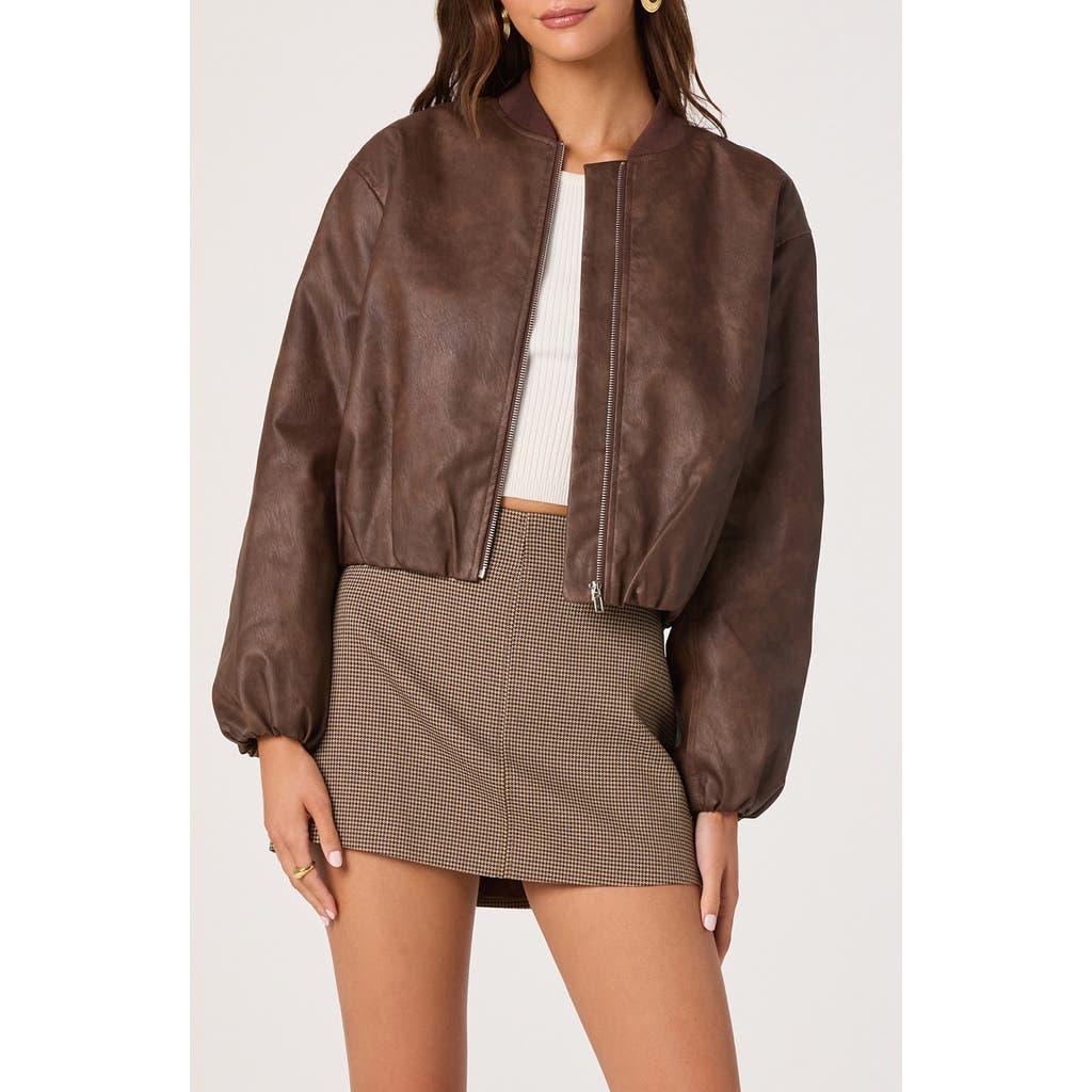 Astr The Label Faux Leather Bomber Jacket In Burgundy
