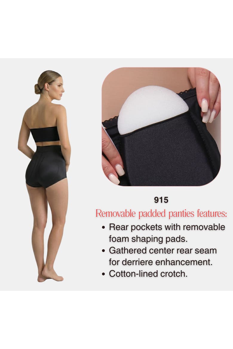 High Waist Padded Panty with Removable Pads, Alternate, color, Black