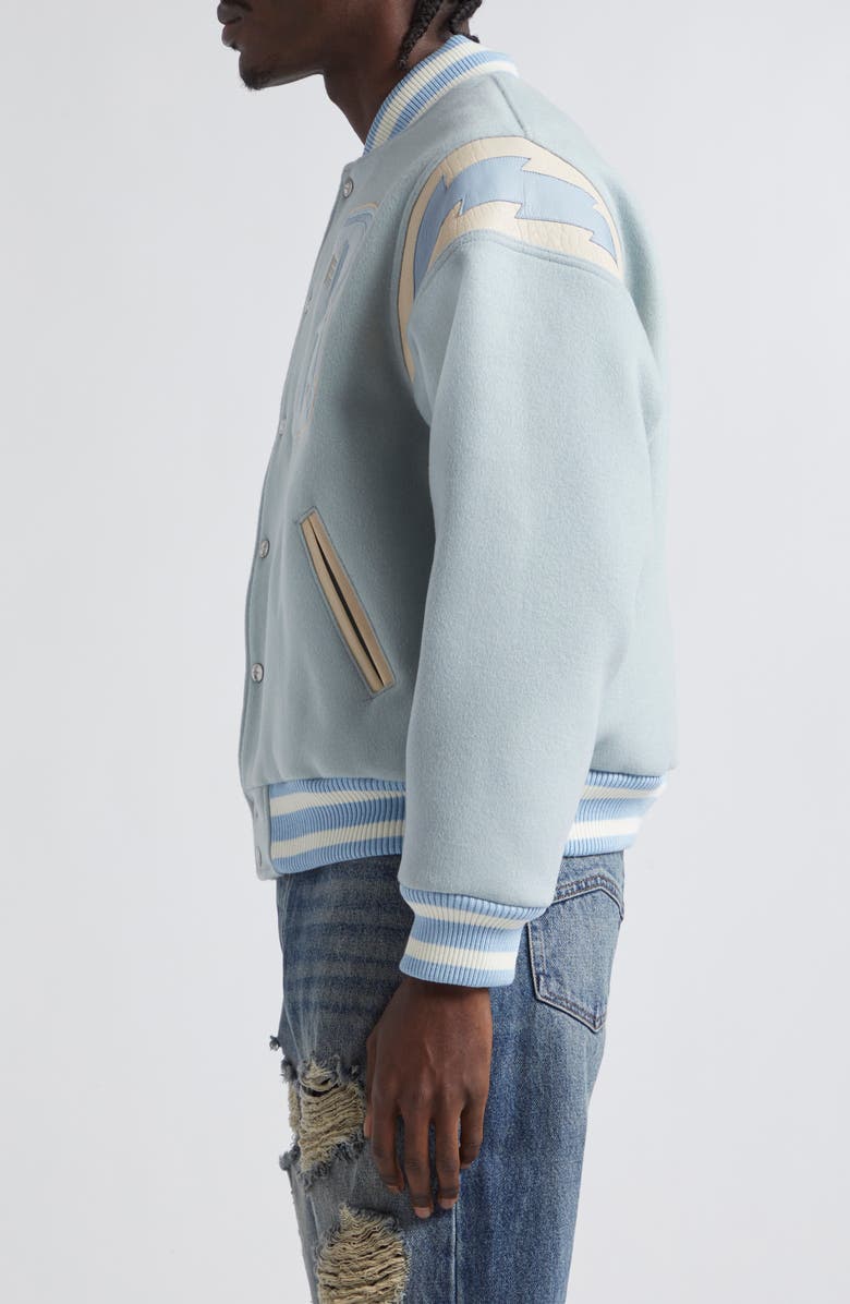 Rhude Lightning Varsity Wool Blend Bomber Jacket, Alternate, color,