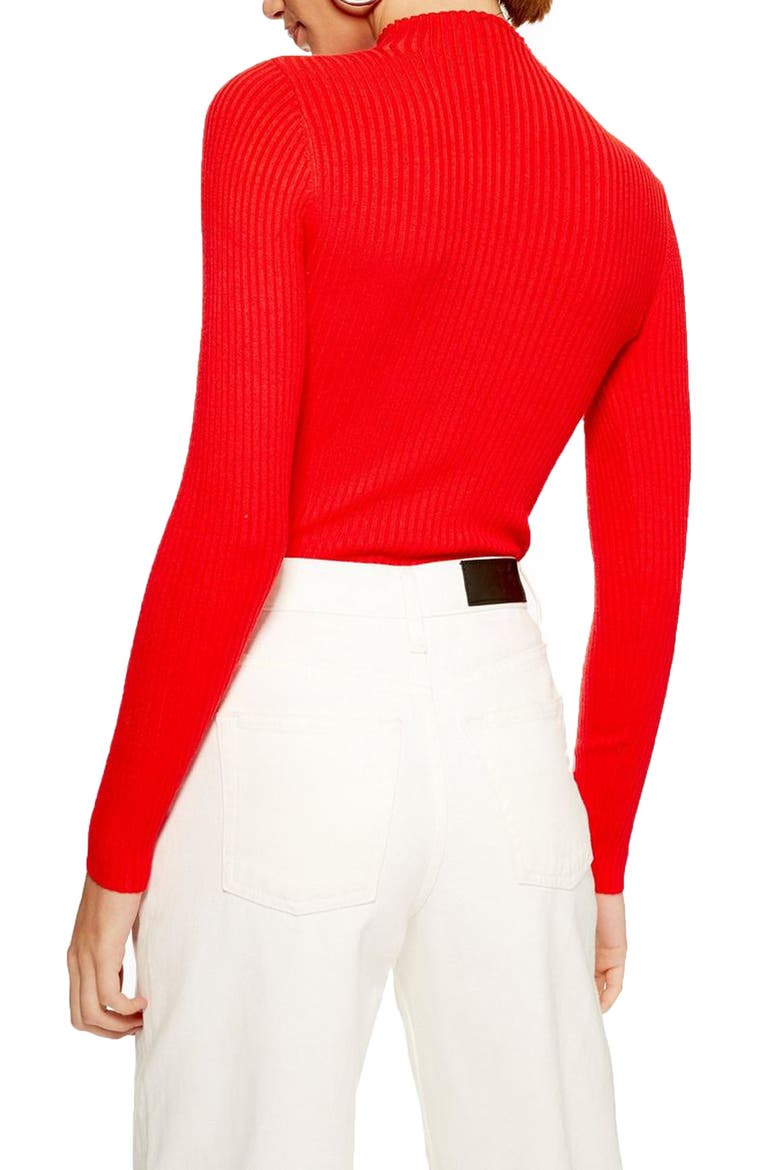 Side Button Rib Sweater, Alternate, color, RED