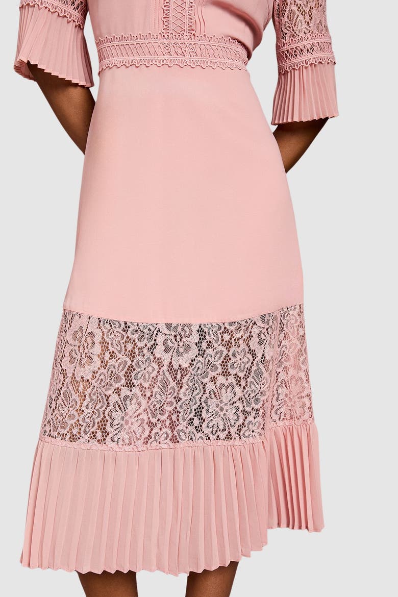 Lace Insert Midi Dress, Alternate, color, Blush
