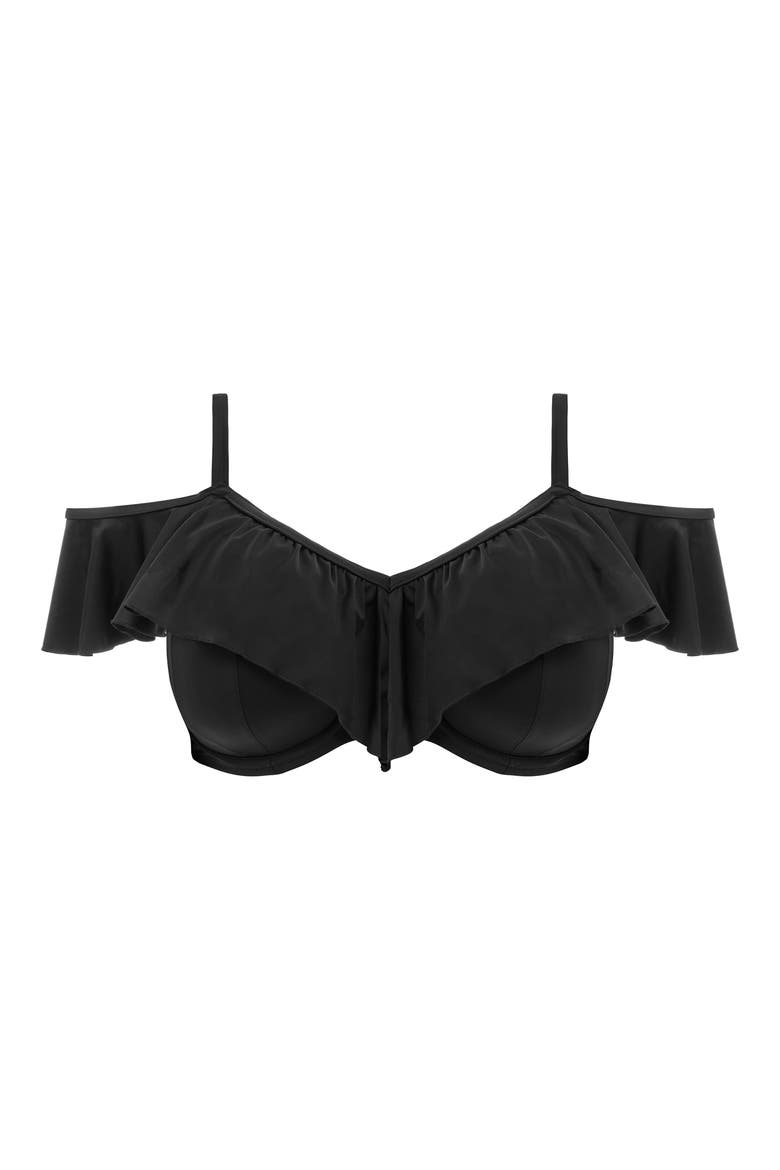 Plain Sailing Ruffle Underwire Bikini Top, Alternate, color, BLACK