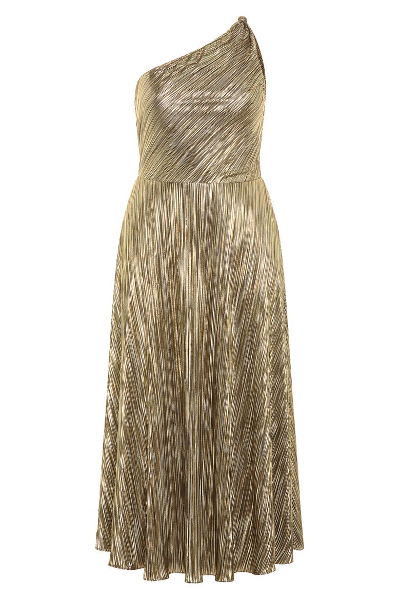 Kamila Metallic One-Shoulder Maxi Dress, Alternate, color, BRONZE