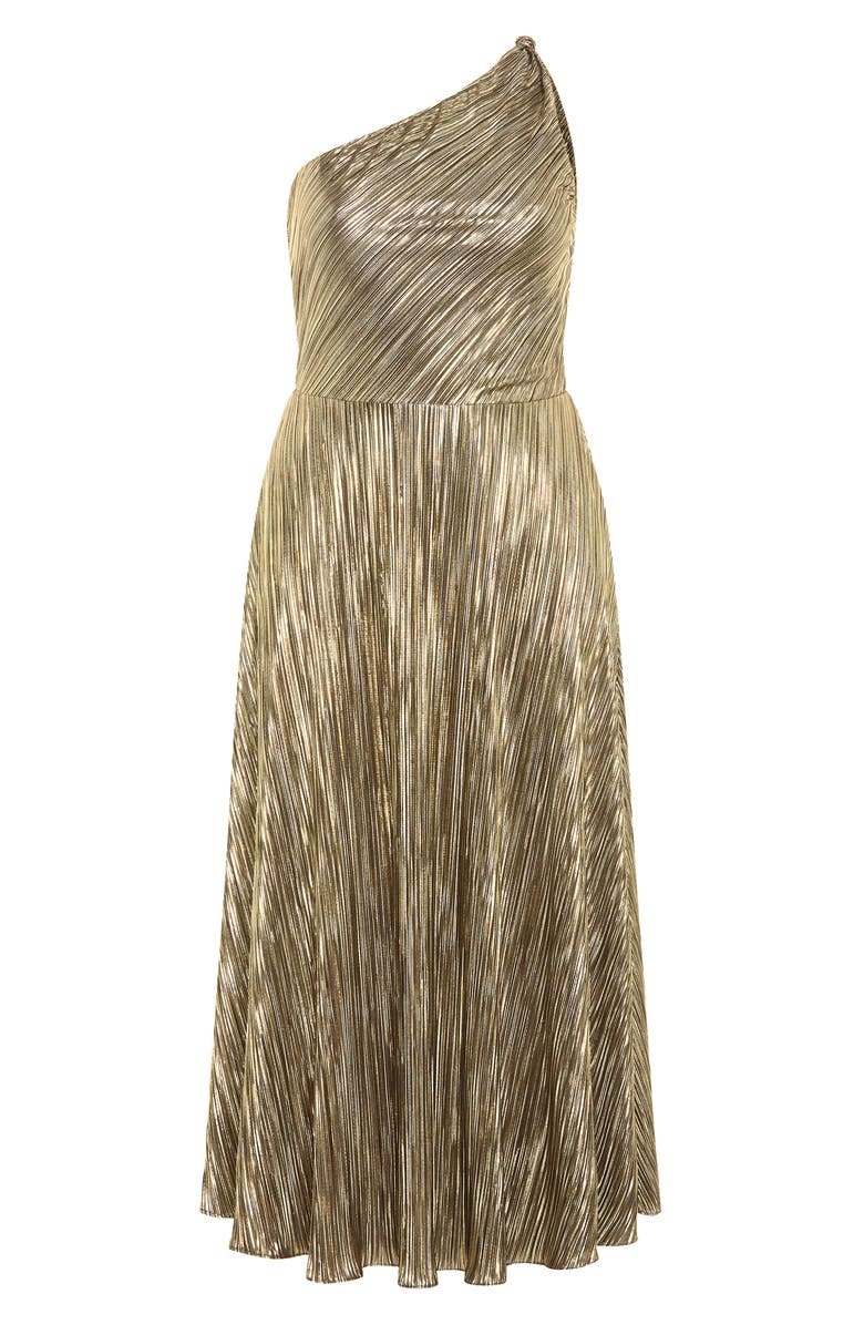 City Chic Kamila Metallic One-Shoulder Maxi Dress, Alternate, color, Bronze