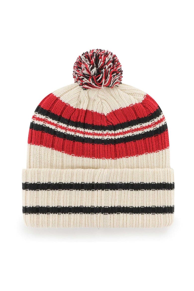 Men's '47 Cream Houston Rockets Hone Patch Cuffed Knit Hat with Pom, Alternate, color, Cream
