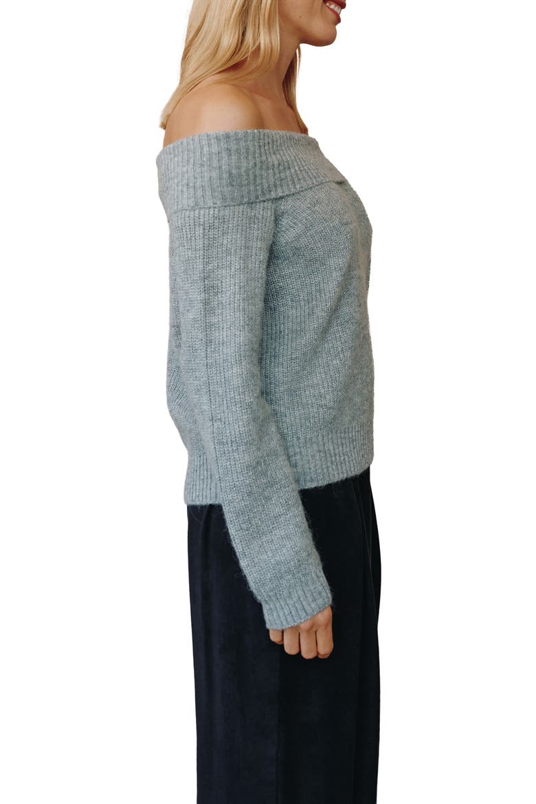 Off the Shoulder Sweater, Alternate, color, HEATHER GREY SHIMMER