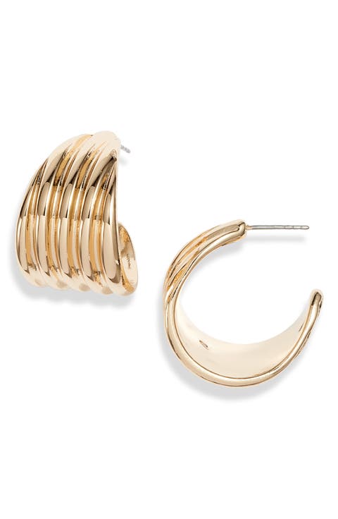 Wide Fluted Hoop Earrings